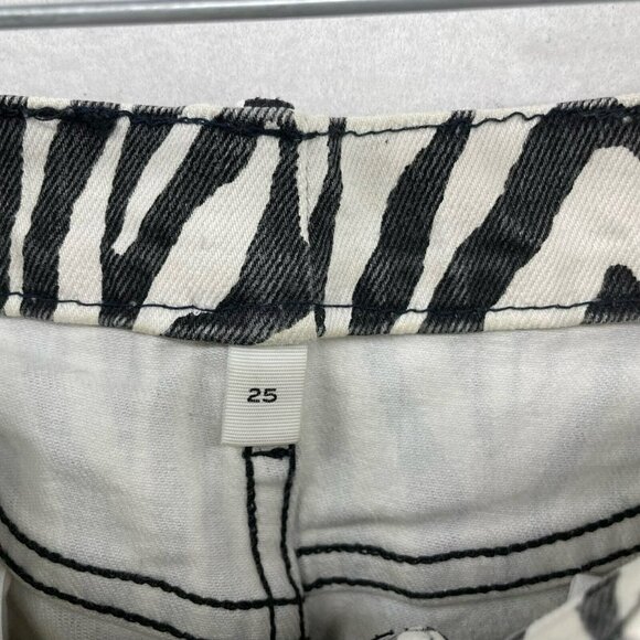 Frame Ankle Jeans Women's Sz 25 Black Le High Straight Zebra Print Denim - Picture 11 of 13